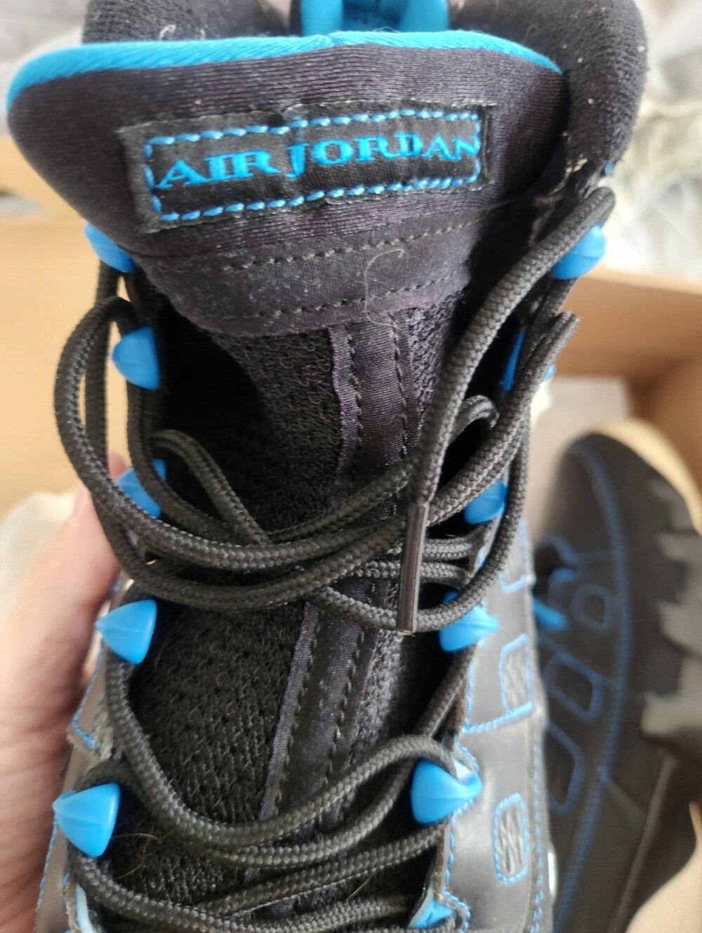 Men's Nike Black and Blue Jordans - Picture 4 of 7